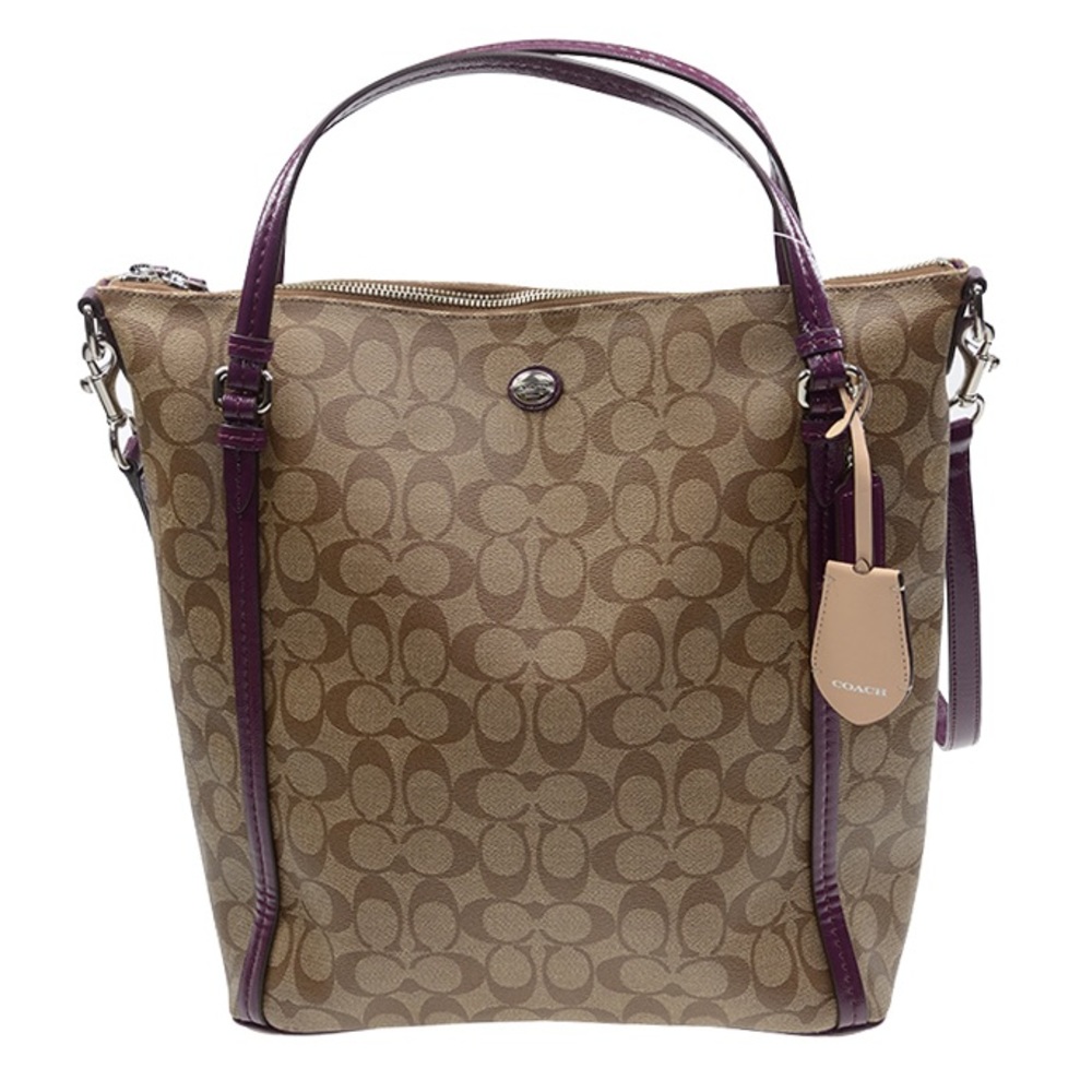 Coach Peyton Signature Khaki Brown Convertible Shoulder 24601 Handbag